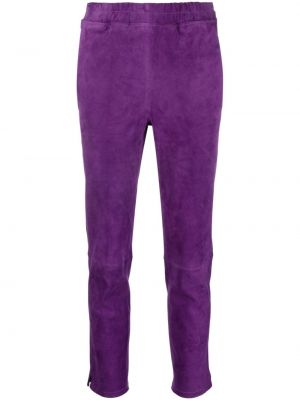 Pantaloni din piele de căprioară skinny fit Arma violet