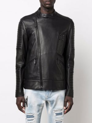 Křišťálová kožená bunda Philipp Plein černá