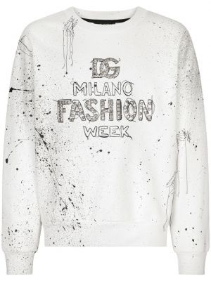 Pigget bomull sweatshirt Dolce & Gabbana hvit