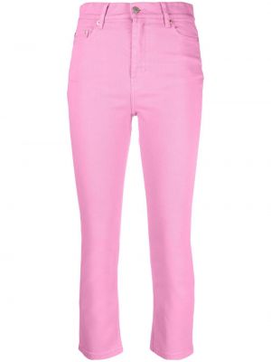 Slim fit kitsa lõikega teksapüksid Ami Paris roosa