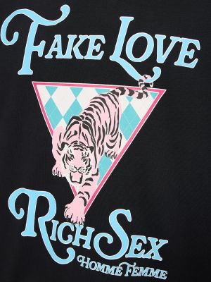 Koszulka bawełniana w tygrysie prążki Homme + Femme La czarna