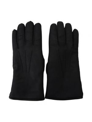 Rękawiczki skórzane Dolce And Gabbana czarne