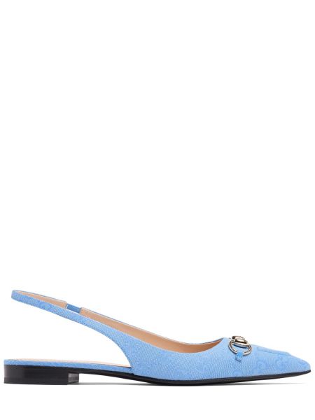 Памучни ниски обувки с отворена пета Gucci синьо