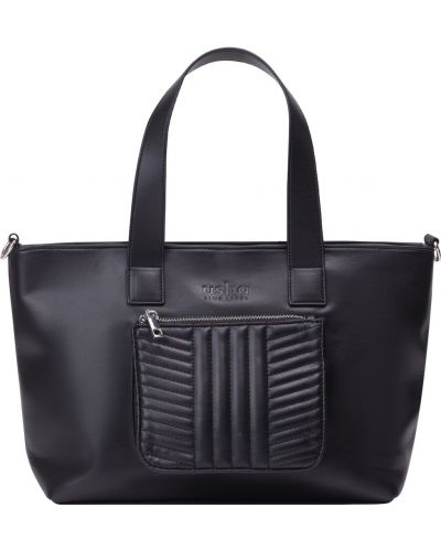 Jednofarebná kožená nákupná taška na zips Usha Blue Label