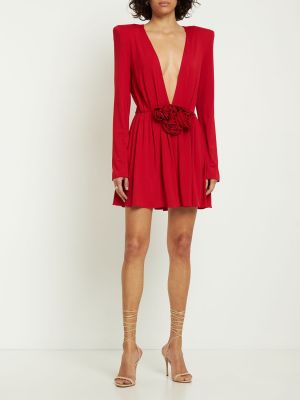 Jersey mini obleka z v-izrezom Magda Butrym rdeča