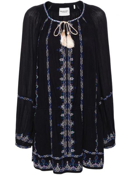 Βαμβακερή φουσκωμένο φόρεμα Marant Etoile μαύρο