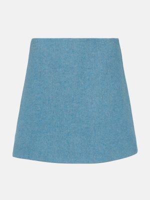 Μάλλινη φούστα mini Ganni μπλε