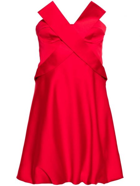 Saténové koktejlkové šaty Genny červená