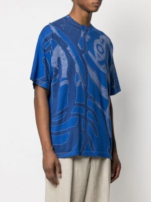 Bavlněné tričko s potiskem s abstraktním vzorem Kenzo modré
