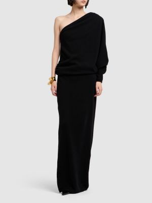 Sukienka długa z kaszmiru Saint Laurent czarna
