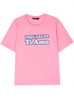 Bavlněné tričko Dsquared2 růžové