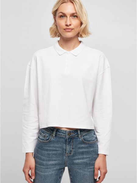 Oversize поло тениска с дълъг ръкав Uc Ladies бяло