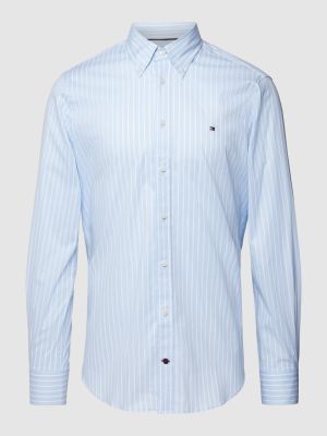 Koszula slim fit w paski Tommy Hilfiger Tailored błękitna