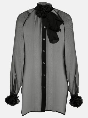 Svilena bluza iz šifona s cvetličnim vzorcem Dolce&gabbana črna