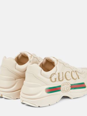 Δερμάτινα sneakers Gucci Rhyton λευκό