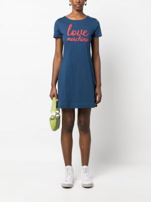 T-shirt aus baumwoll mit print Love Moschino blau