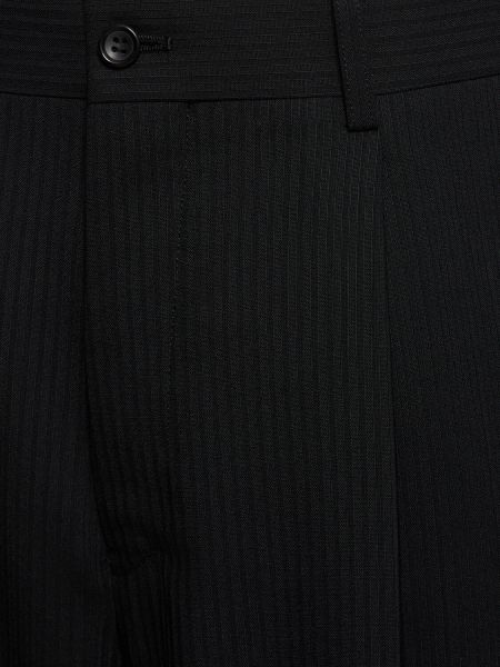 Pantaloni di lana a righe Comme Des Garçons nero