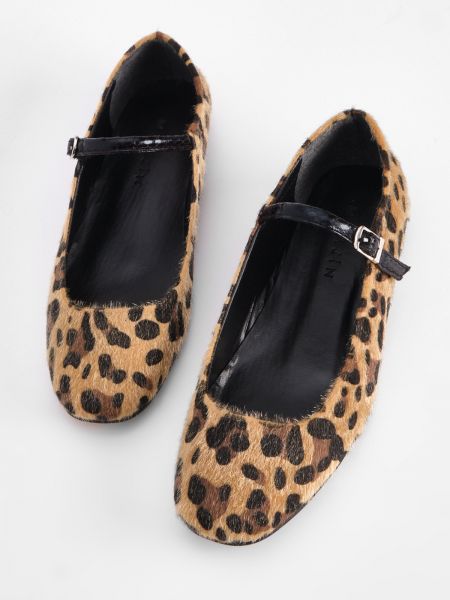Ниски обувки без ток с леопардов принт Marjin черно