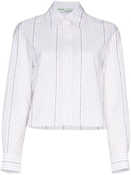 Koszula na guziki bawełniana w paski Off-white - biały