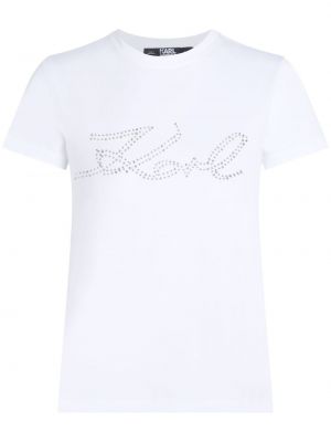 Βαμβακερή μπλούζα Karl Lagerfeld λευκό