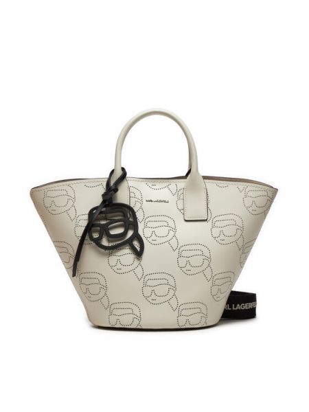 Δερμάτινη τσάντα shopper Karl Lagerfeld λευκό