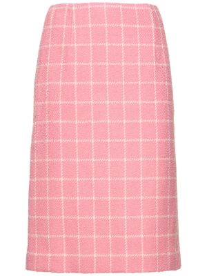 Kockovaná midi sukňa Oscar De La Renta ružová