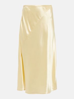 Saténové midi sukně s vysokým pasem Jil Sander bílé