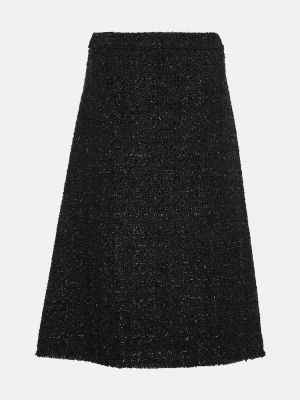 Tvídové midi sukně Balenciaga černé