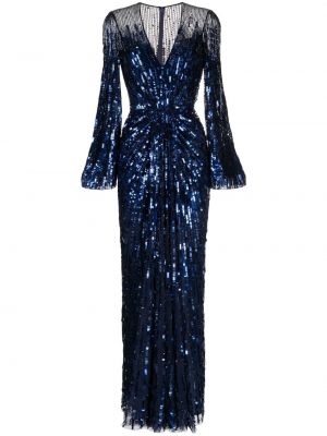 Večerní šaty s flitry Jenny Packham modré