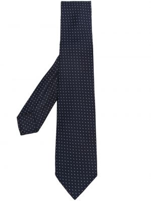 Копринена вратовръзка на точки с принт Barba синьо