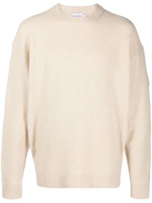 Пуловер с кръгло деколте Calvin Klein бежово