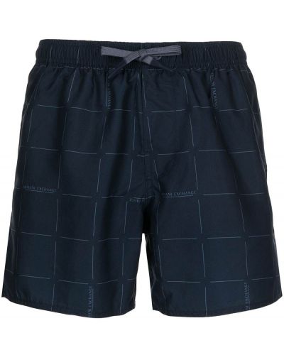 Trykt sjekket boksershorts Armani Exchange blå