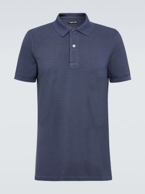 Medvilninis polo marškinėliai Tom Ford mėlyna