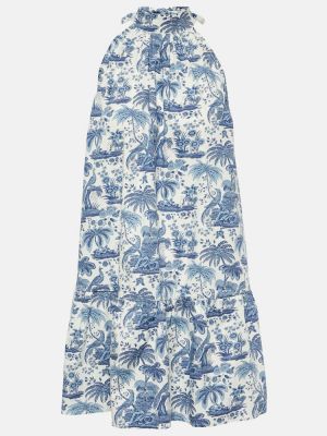 Pamučna haljina s cvjetnim printom Staud plava