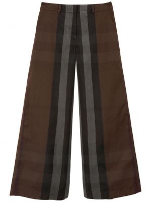 Voľné kockované nohavice Burberry hnedá
