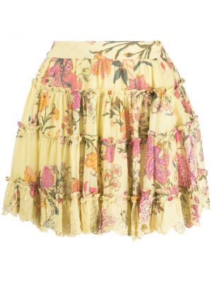 Květinové krajkové sukně s vysokým pasem Hemant And Nandita - žlutá