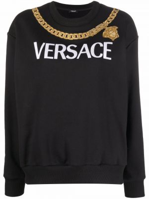 Trykt bomull sweatshirt Versace svart