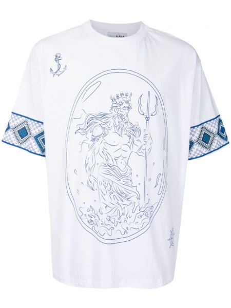 Βαμβακερή μπλούζα με σχέδιο Amir Slama λευκό