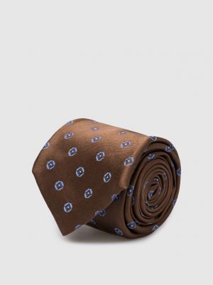 Коричневый шелковый галстук Kiton