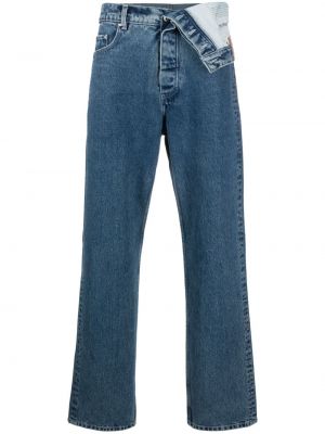 Proste jeansy bawełniane asymetryczne Y/project niebieskie