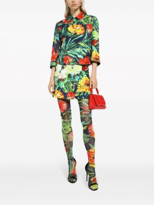 Raštuotas gėlėtas mini sijonas Dolce & Gabbana žalia