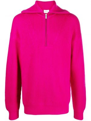 Džemperis ar rāvējslēdzēju merino Drôle De Monsieur rozā