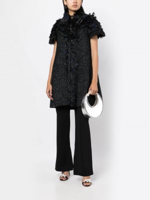 Manteau à plumes en tweed Chanel Pre-owned noir