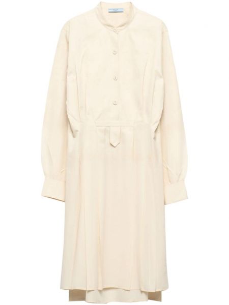 Robe à col en soie à motif dégradé Prada blanc