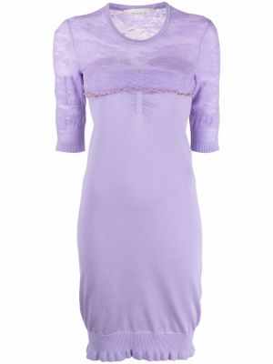 Mini obleka s čipko Stella Mccartney vijolična