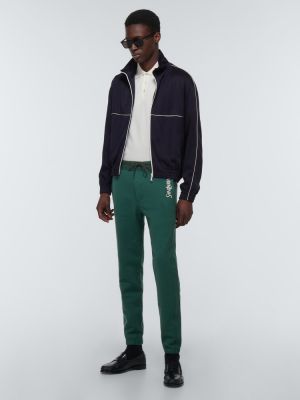 Bavlněné sportovní kalhoty Saint Laurent zelené