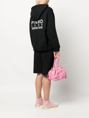Kokvilnas kapučdžemperis ar apdruku Pinko melns
