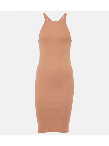 Βαμβακερή μίντι φόρεμα Rick Owens ροζ