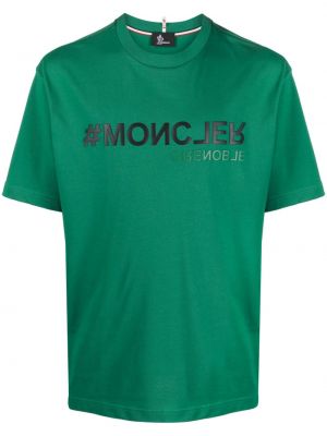 Džerzej bavlnené tričko s potlačou Moncler Grenoble zelená