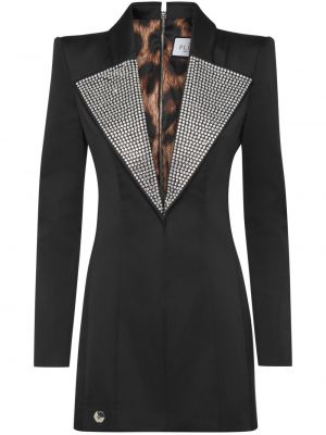 Коктейлна рокля с v-образно деколте с кристали Philipp Plein черно